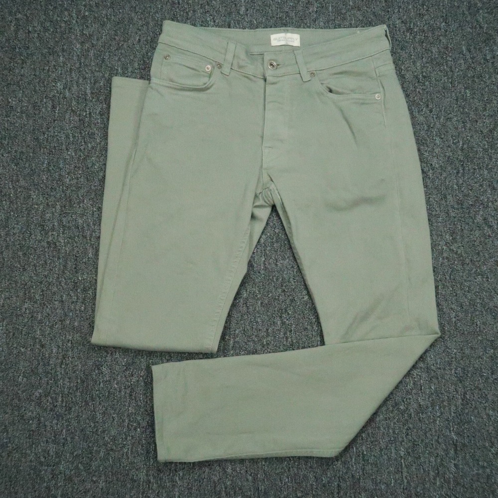 Suitsupply Jeans Mens 28x30 Green 5 Pocket Denim‎ Button Fly Stretch Italy